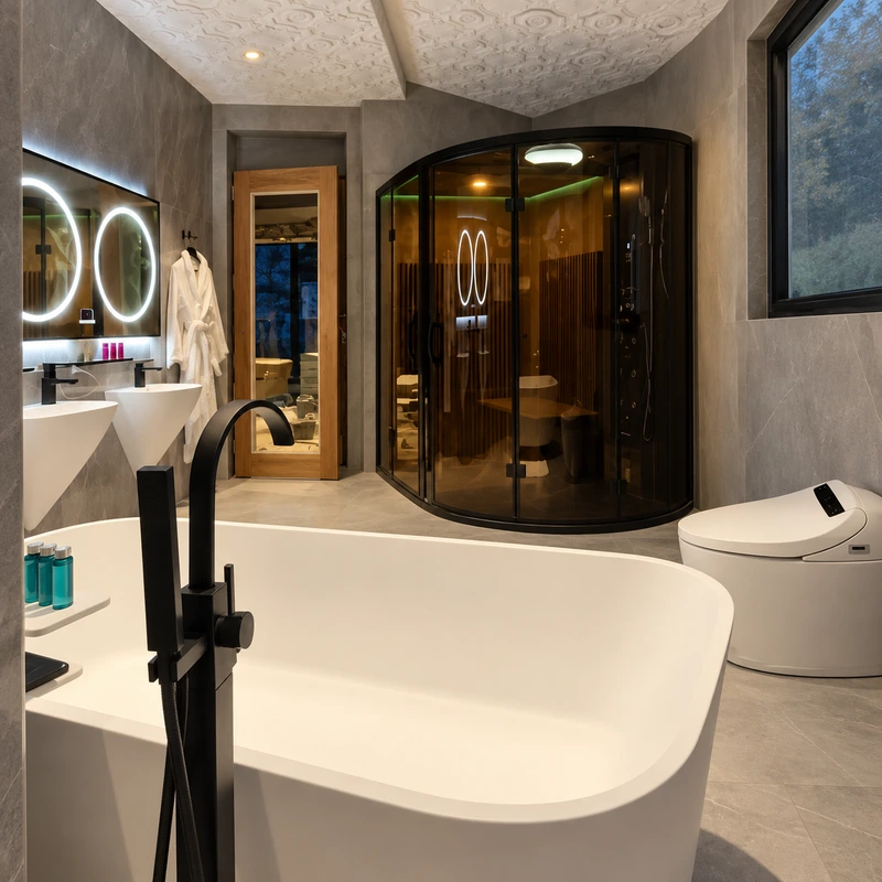 Bathroom with sauna