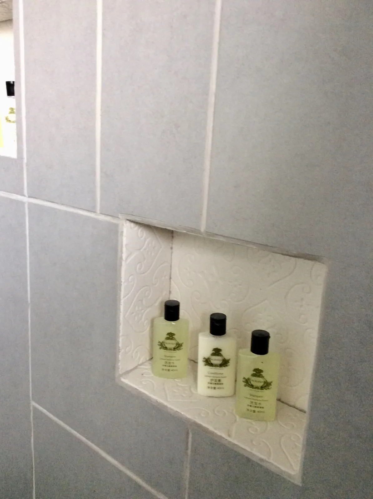 Recessed shelves for bathroom essentials