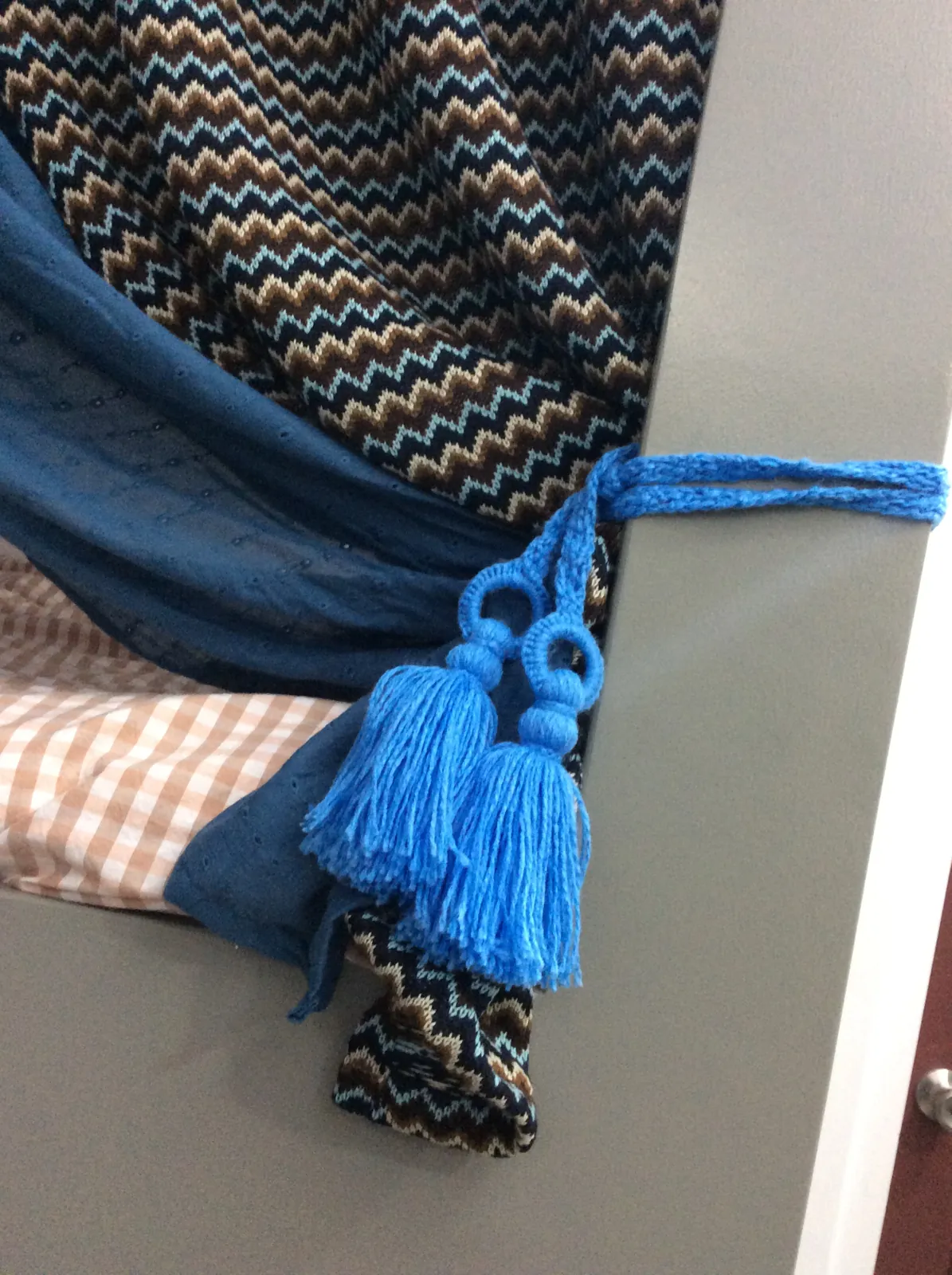 Blue drapery and tassel detail