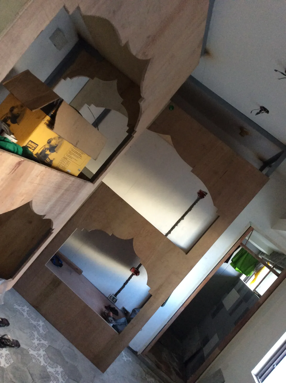 The interior during construction